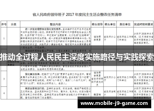 推动全过程人民民主深度实施路径与实践探索