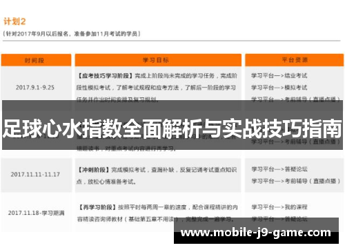 足球心水指数全面解析与实战技巧指南