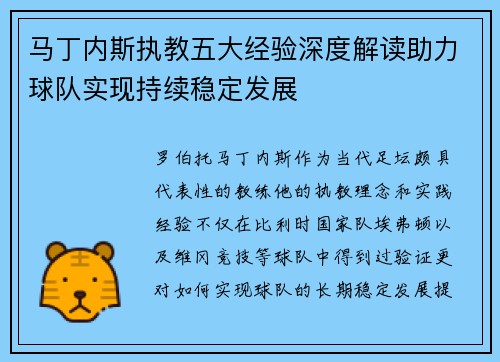 马丁内斯执教五大经验深度解读助力球队实现持续稳定发展